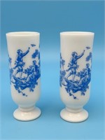 2 Vintage Milk Glass Avon Blue Demitasse Cups