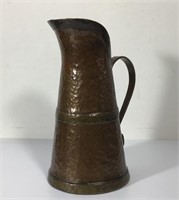HAMMERED COPPER PITCHER FORGED HANDLE