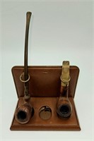 Leather Pipe Stand and 2 Pipes
