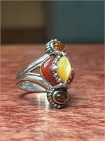 Beautiful Sterling Golden Carnelian Amber Ring