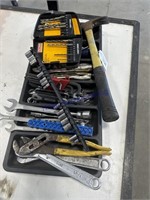 tray of tools, hammers, wrenches, etc