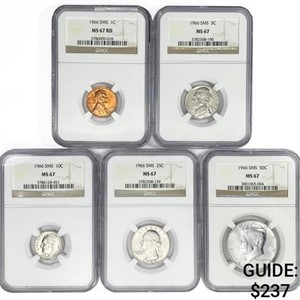 [5] 1966 US Varied Coinage Set NGC MS67 SMS