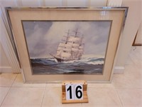 Wall Art Ship at Sea by Hans Skalagard 25 X 31