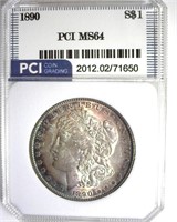 1890 Morgan PCI MS64 Nice Toning