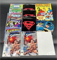 Lot Comic Books - Superman, Batman &Postcard Book