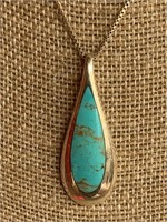 Sterling Silver & Turquoise Necklace Signed KBN