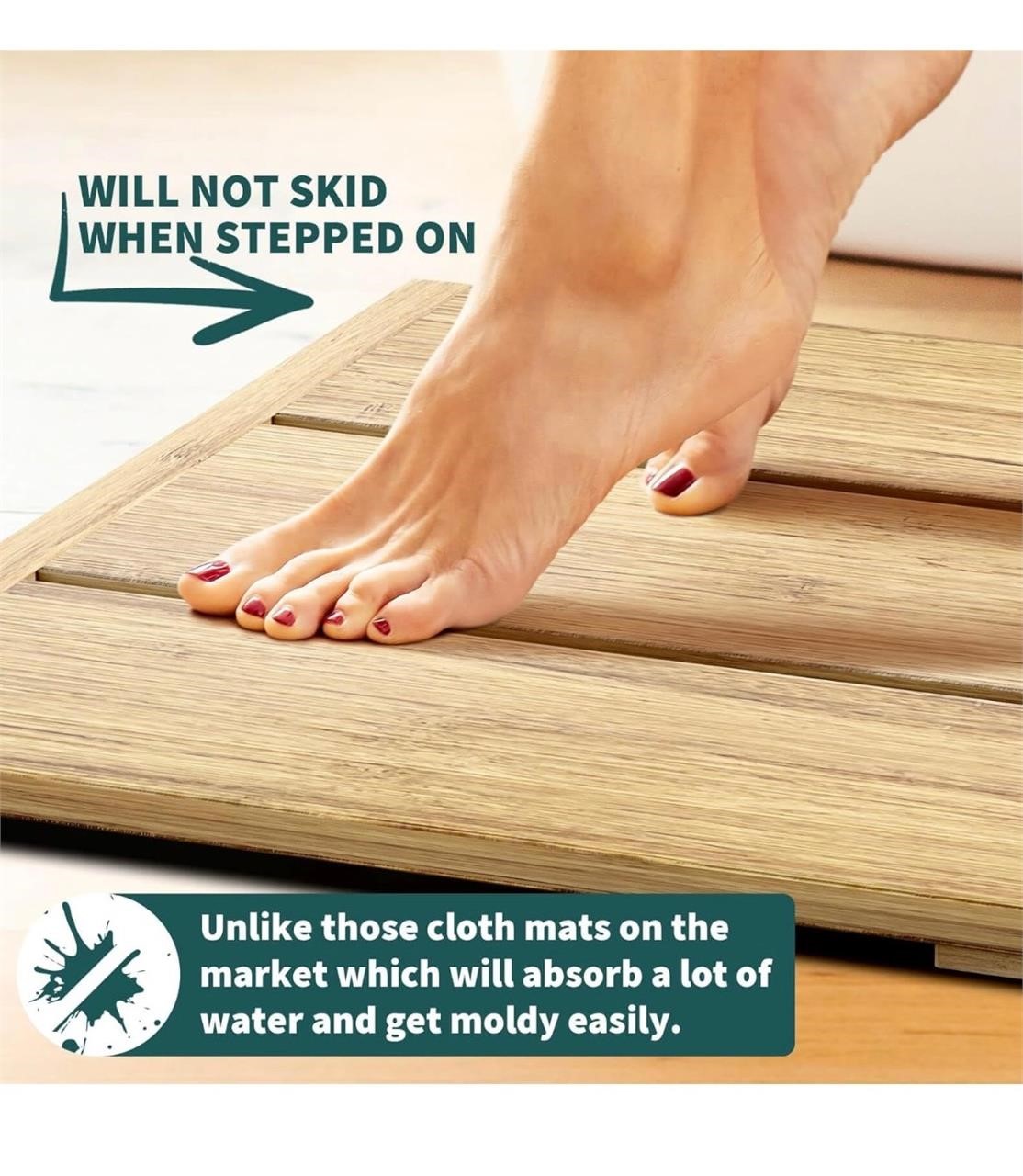 Wide Plank Heavy Bamboo Mat, Sturdy/Non-Slip