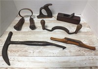 ANTIQUE DRAW KNIFE, PLANE & MORE CARPENTRY TOOLS