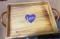 Beautiful LOVE Wooden Serving Tray NEW