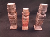 Three Mesoamerican pottery figures, two are