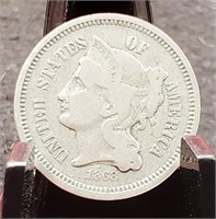 1868 Three Cent, F
