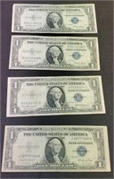(4) 1935 $1 Silver Certificate Notes