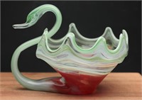 Murano Italian Hand Blown Glass Swan Bowl