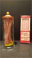 VINTAGE STRAW HOLDER + VINTAGE PAPER STRAWS