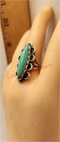 Turquoise  natural 1 inch stone sterling silver