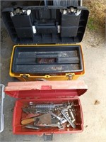 Two plastic tool boxes