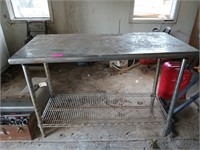 Stainless two-tier work table 34x50x24, needs a