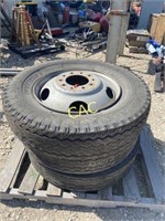 3 Rims w/Tires 10-22.5