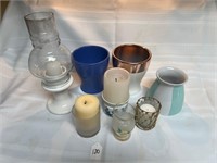 Assorted vases and candle holders