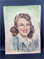 Vintage 1946 Pencil Signed Art Portrait
