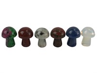 (6) 1" Handcarved Mushroom Stones