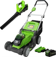 Greenworks 40V 1"4 Cordless Lawn Mower / Blower Co