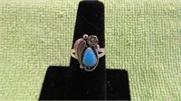 STERLING SILVER & TURQUOISE RING SIZE 6, NEW