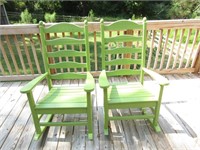 2 Green Rocking Chairs