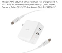 Philips 67.5W Dual Port Wall Fast Charger