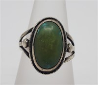Vintage Navajo Sterling Silver Green Turquoise