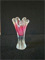 ART GLASS PINK SOMMERSO VASE PULLED MURANO?