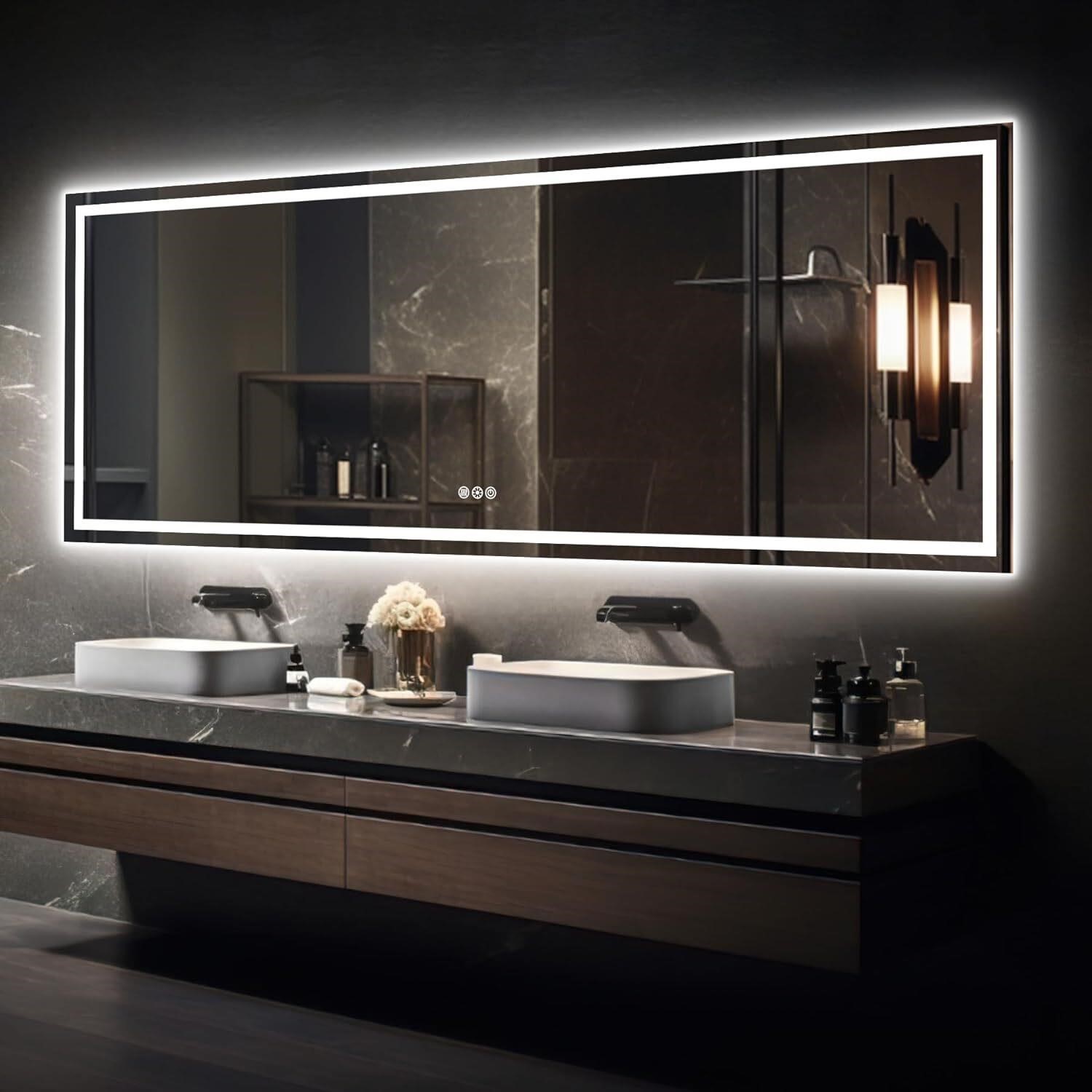 96x36 Inch LED Bathroom Mirror - Lighted Vanity