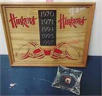 Husker Memorabilia framed art & ashtray