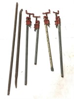 Set of Four Pipe Clamps & Large Pry Bars