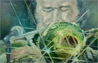Naida Schorg 'Musician' Oil on Canvas Painting