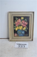 Antique Framed Flowers in Oil Painting
