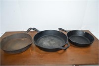 Cast Iron Fry Pans,One Wagner Ware 2- Lodge