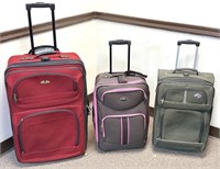 (3) 'Pull Along' Suitcases Luggage See Photos for