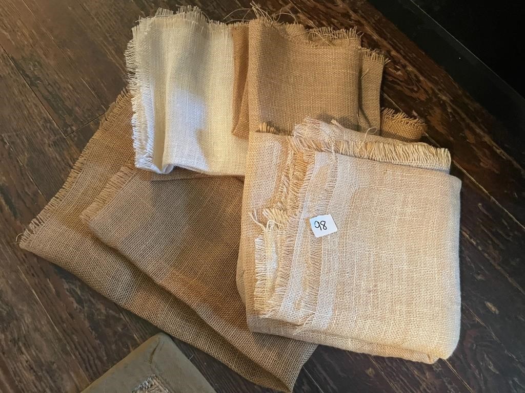 Burlap table cloths, place mats