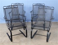 Four Patio Wrought Iron Armchairs