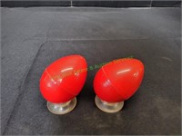 Vintage Plastic Red Egg Salt & Pepper Shakers