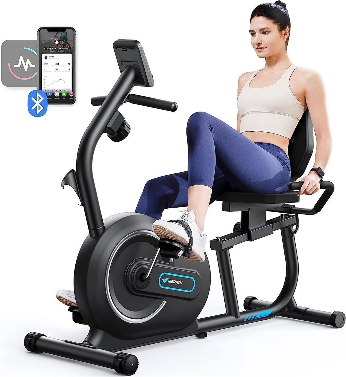 MERACH Recumbent Exercise Bike for Home Bluetooth