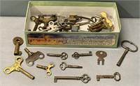 Antique Key Lot; Skeleton; Clock etc