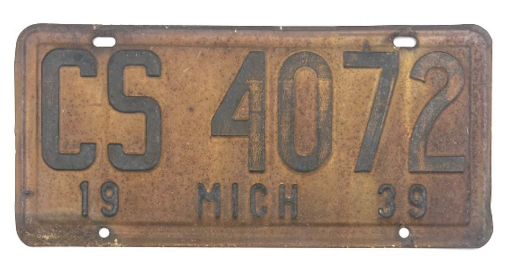 1939 Michigan License Plate
