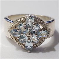 $260 Silver Blue Topaz Ring