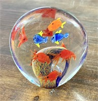 Large Glass Tropical Fish Paperweight