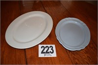 (2) White & Blue Pfaltgraff Platters