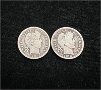 1907 & 1916 S Barber Dimes