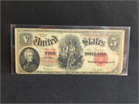 SERIES 1907 RED SEAL $5 LARGE NOTE