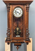 Antique Wood Case Wall Clock Marked Gustav Becker